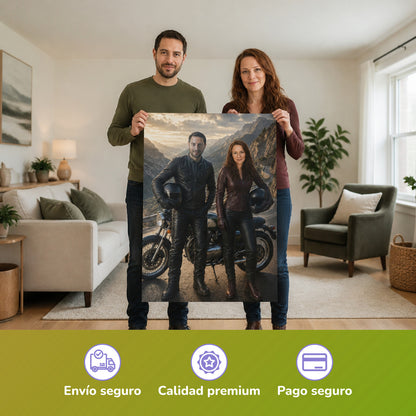  – Paar hält das gedruckte Poster