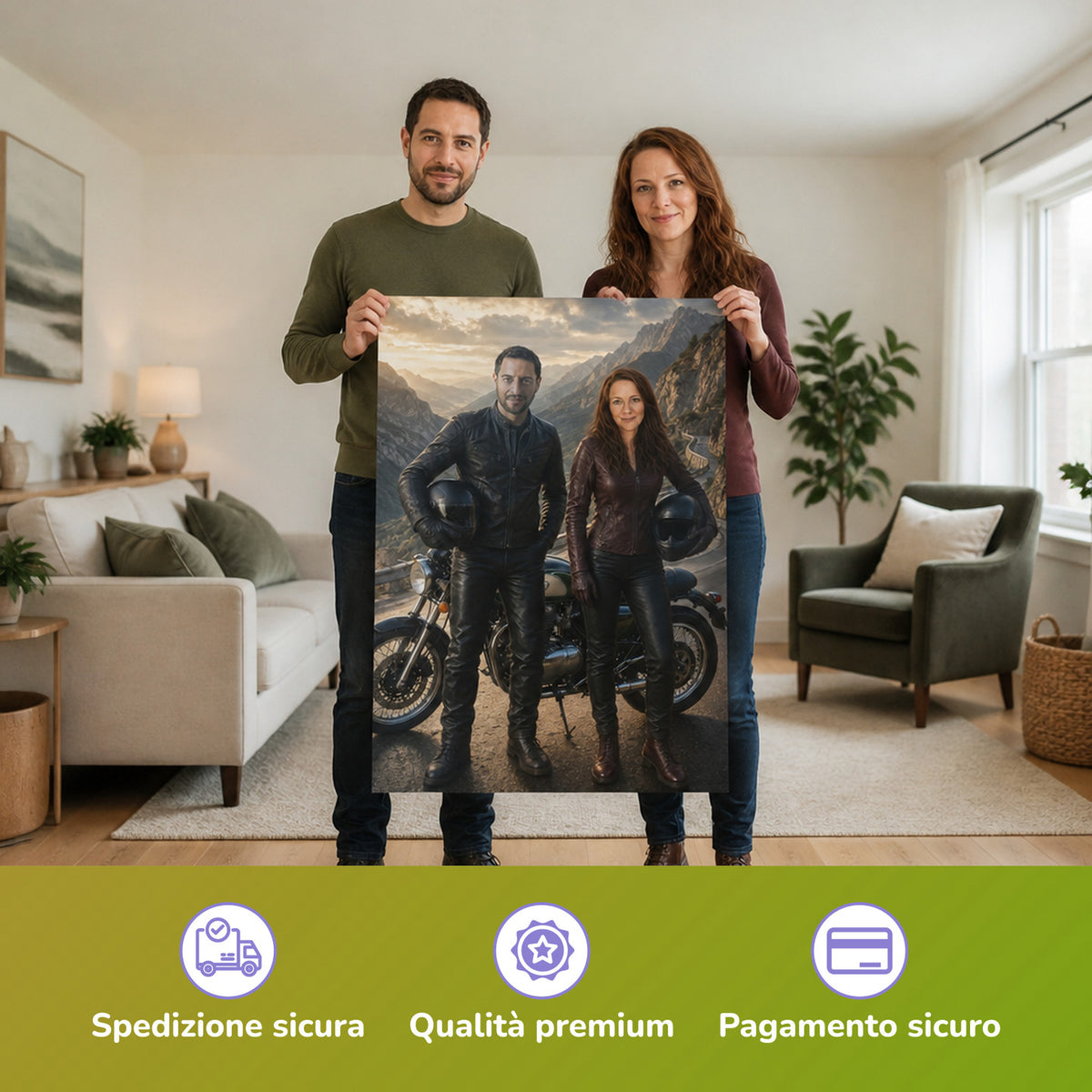  – Paar hält das gedruckte Poster