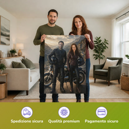  – Paar hält das gedruckte Poster