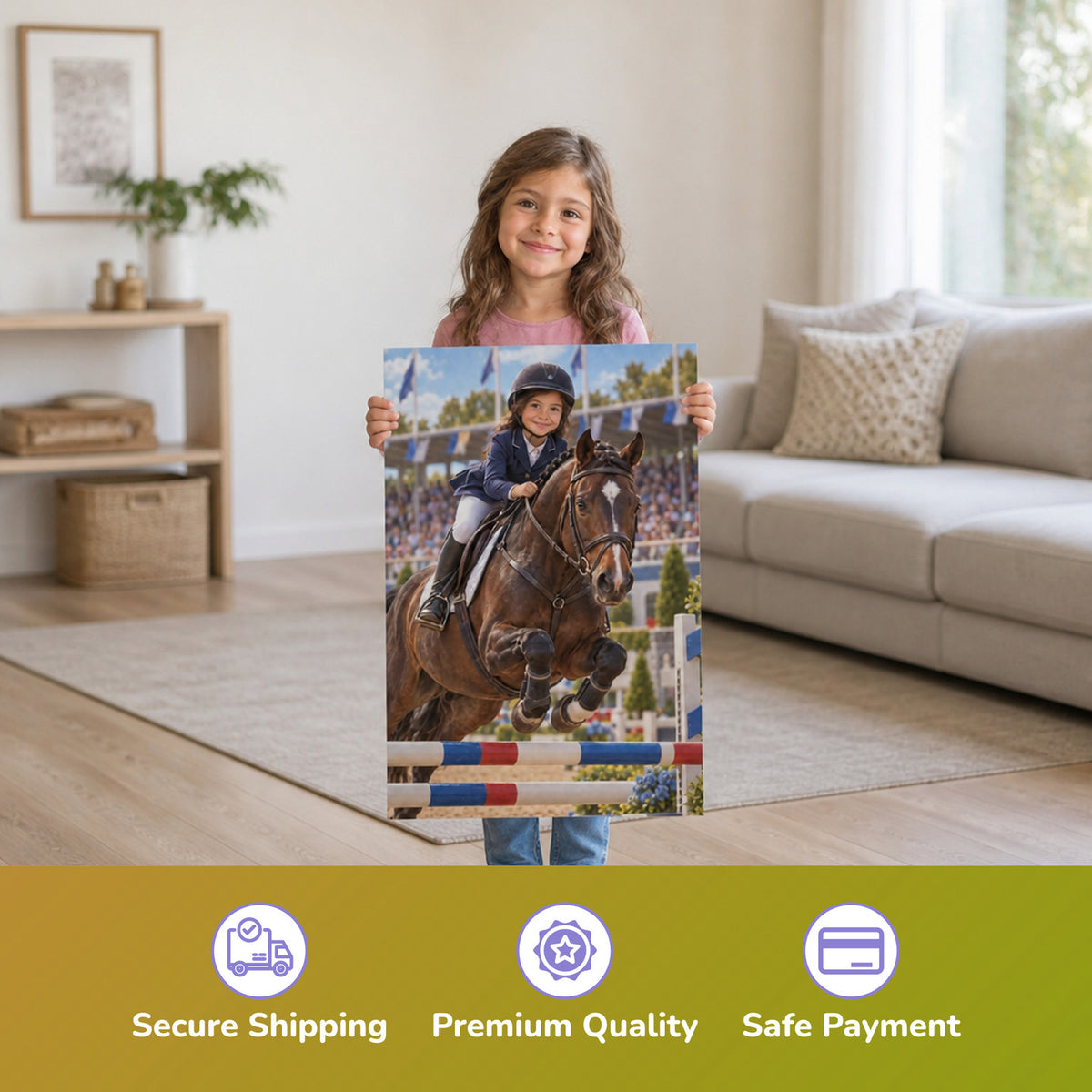 The Show Jumping Competition – girl holding the printed poster