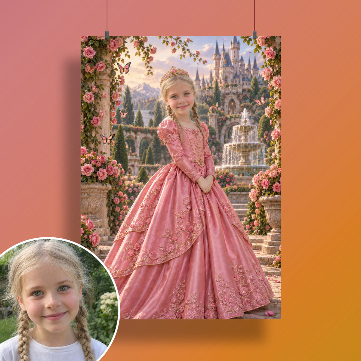Prinzessin zwischen den Rosenbögen – Poster an der Wand