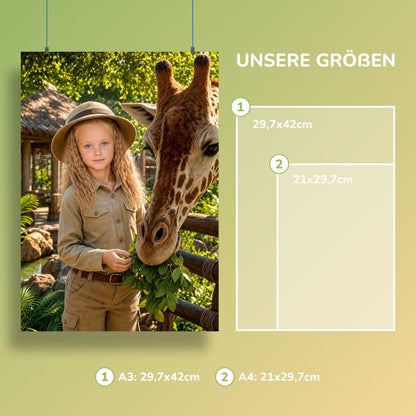 Feeding a giraffe at the zoo
