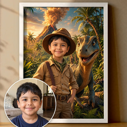 Abenteuer im Dino-Land – Poster im Rahmen