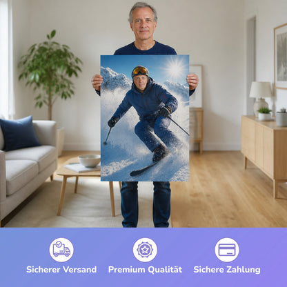  – Mann hält das gedruckte Poster