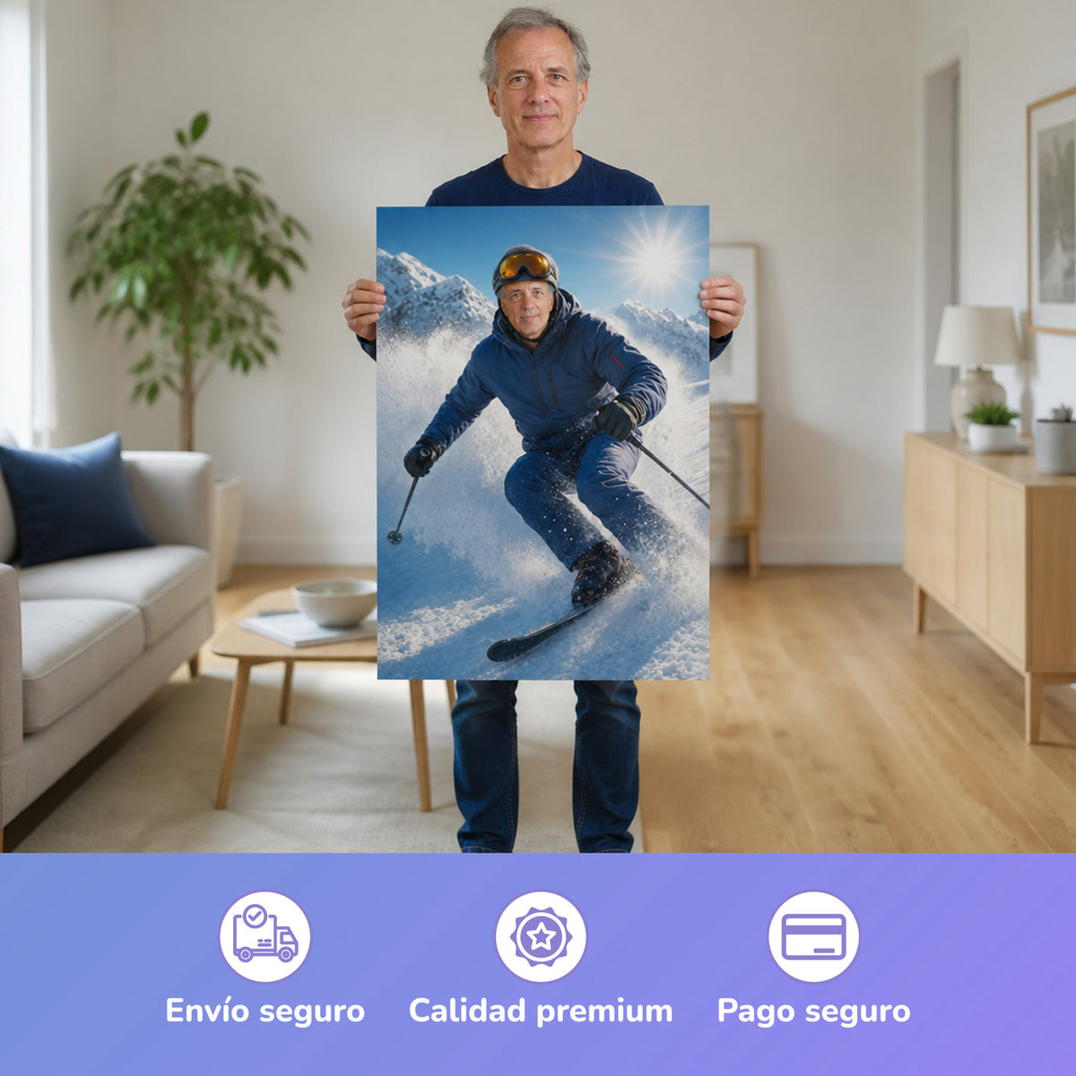  – Mann hält das gedruckte Poster