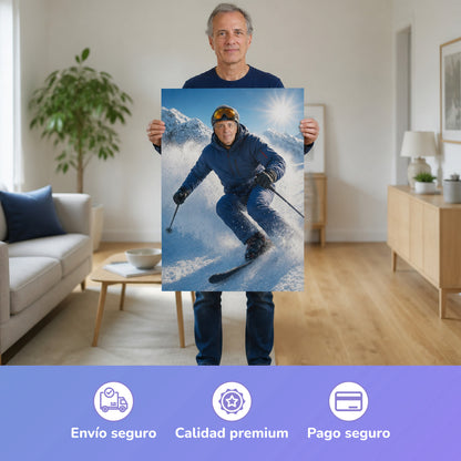  – Mann hält das gedruckte Poster