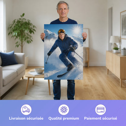  – Mann hält das gedruckte Poster