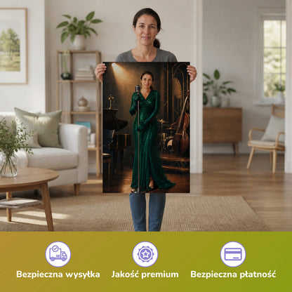  – Frau hält das gedruckte Poster
