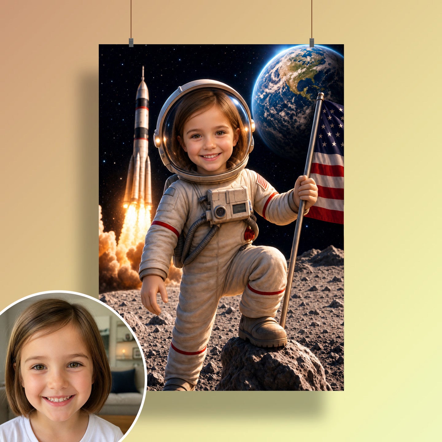 Astronaut auf dem Mond | Special-Edition "3D-Animation" – Poster an der Wand
