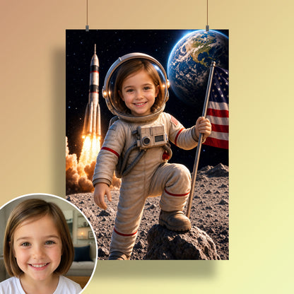 Astronaut auf dem Mond | Special-Edition "3D-Animation" – Poster an der Wand