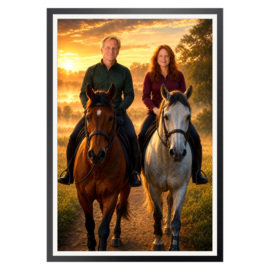 Ausritt im Morgengrauen – Poster im Rahmen