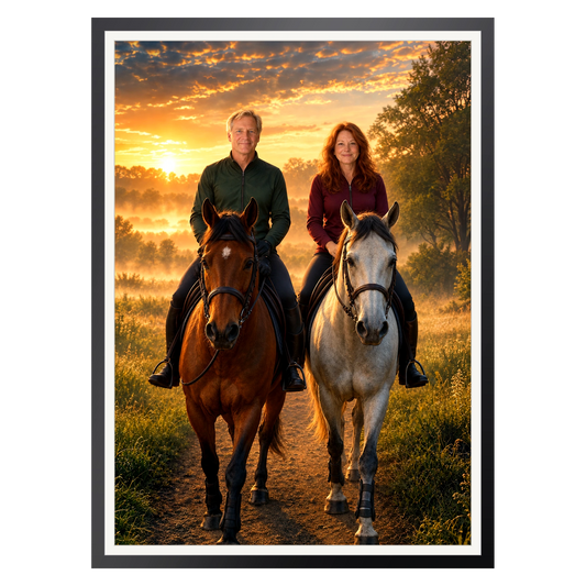 Ausritt im Morgengrauen – Poster im Rahmen