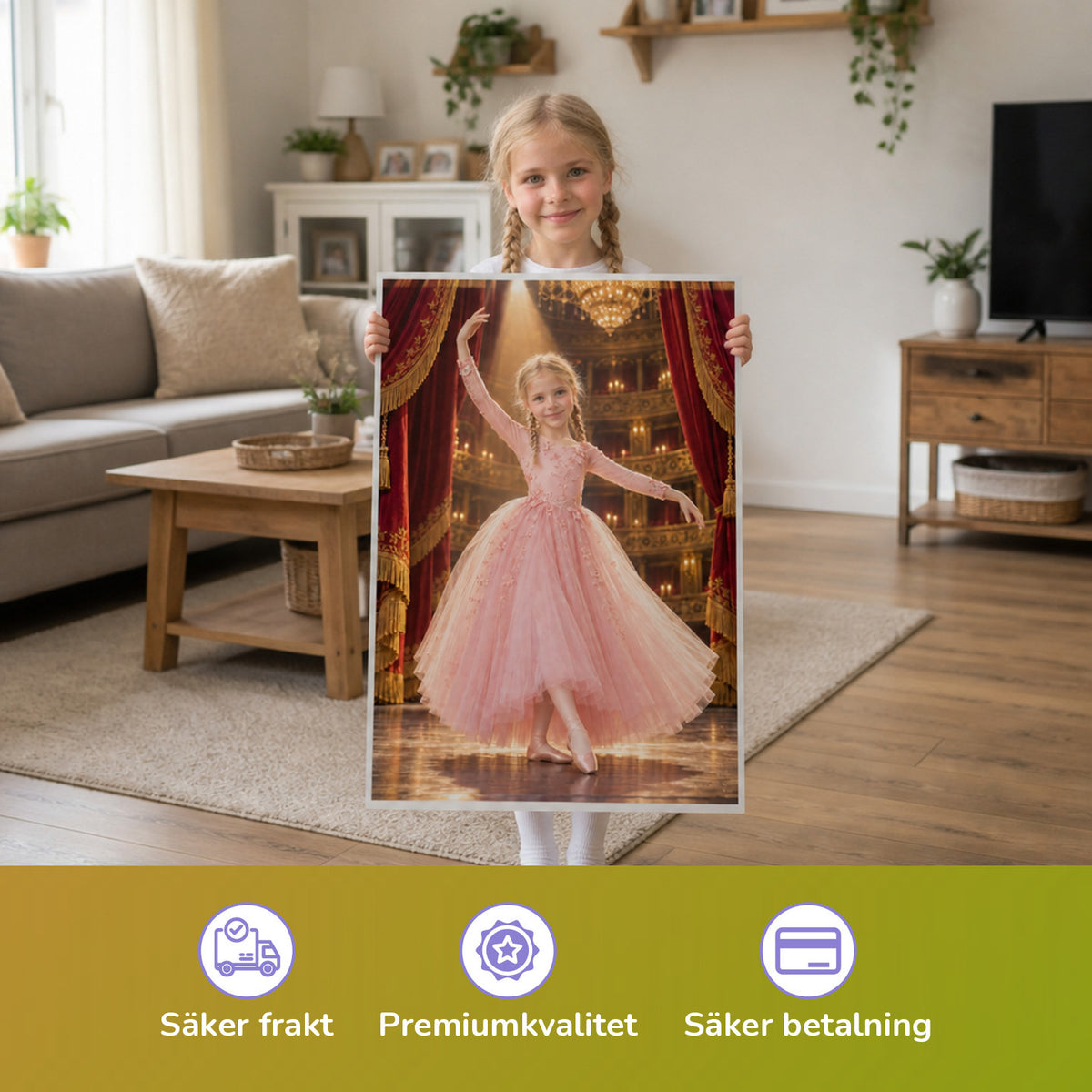 Ballerina auf der großen Bühne — Barn håller den tryckta affischen