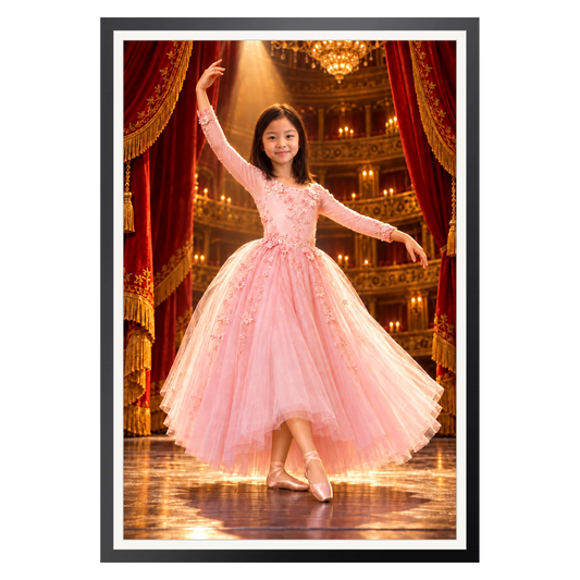 Ballerina auf der großen Bühne – Poster im Rahmen