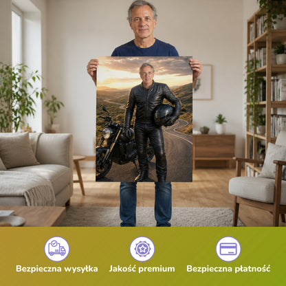  – Mann hält das gedruckte Poster