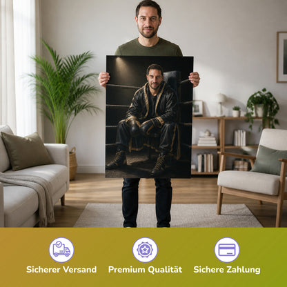  – Mann hält das gedruckte Poster