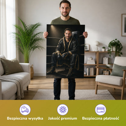  – Mann hält das gedruckte Poster