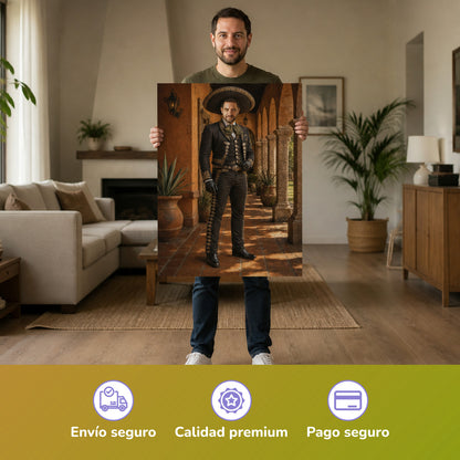  – Mann hält das gedruckte Poster