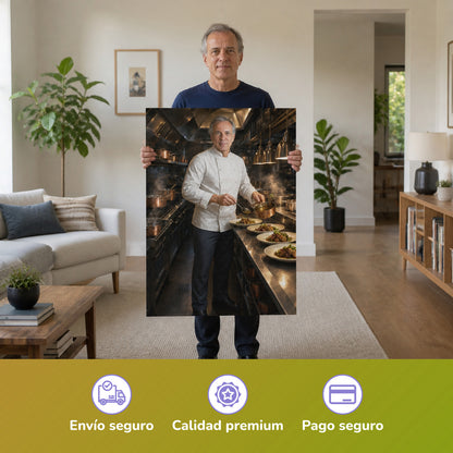  – Mann hält das gedruckte Poster