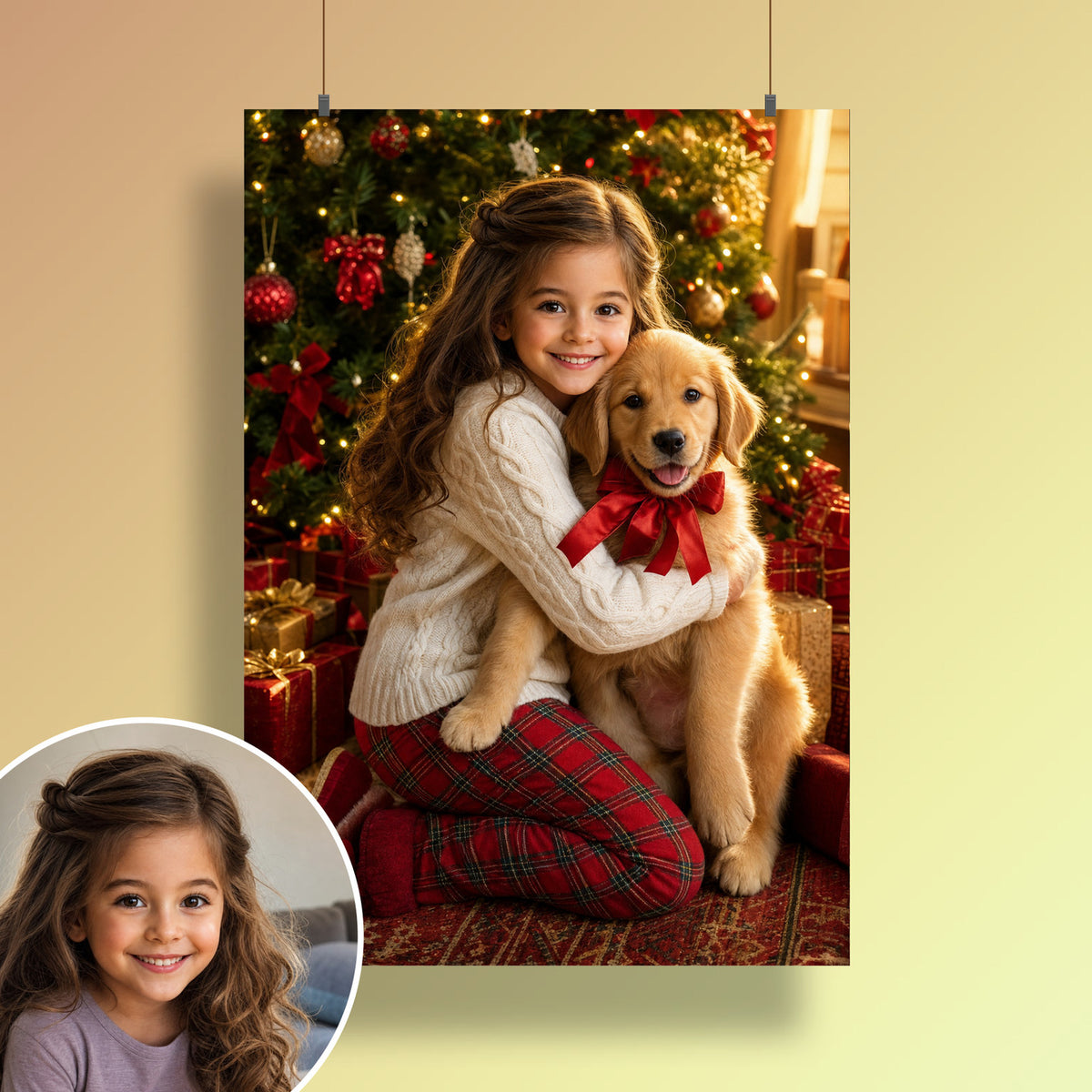 Le chiot sous le sapin – affiche au mur