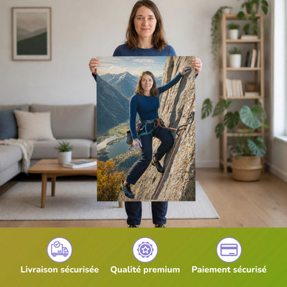  – Frau hält das gedruckte Poster