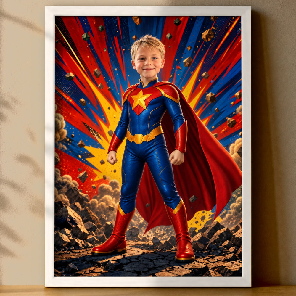 Comic-Superheld | Special-Edition "3D-Animation" – Poster an der Wand