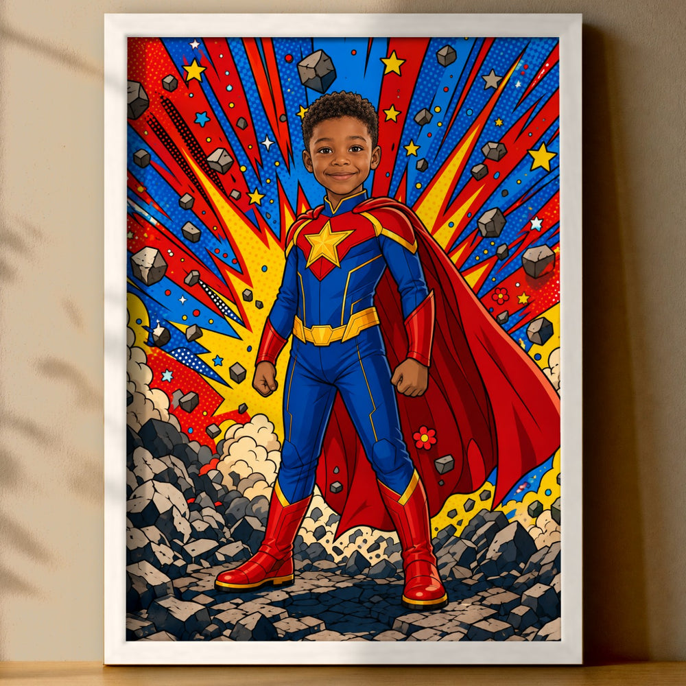 Comic-Superheld | Special-Edition "Cartoon" – Poster an der Wand