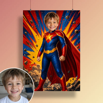 Comic-Superheld | Special-Edition "3D-Animation" – Poster an der Wand
