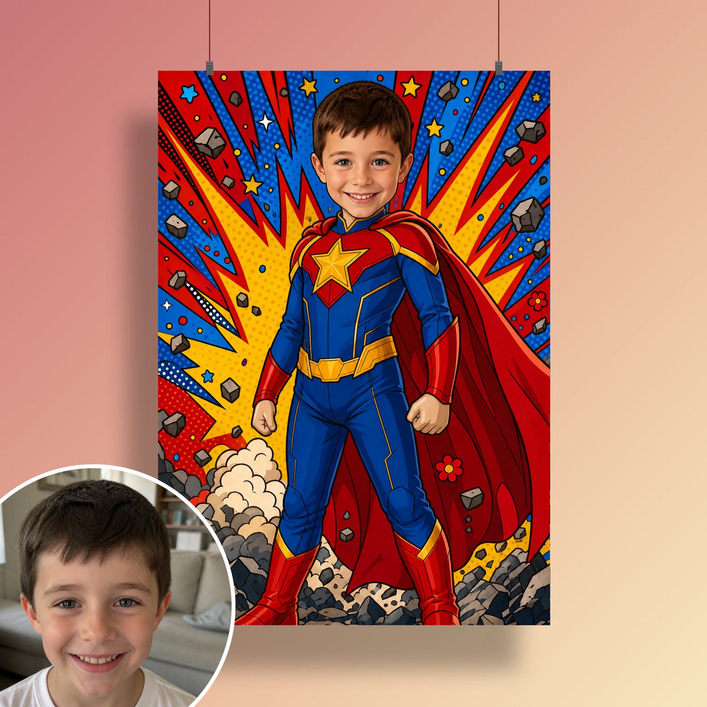Comic-Superheld | Special-Edition "Cartoon" – Poster an der Wand