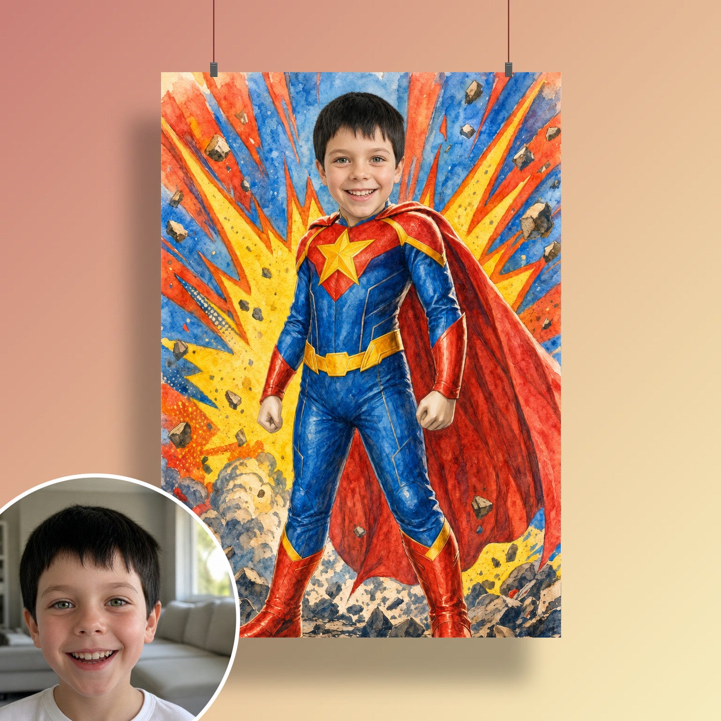 Comic-Superheld | Special-Edition "Aquarell" – Poster an der Wand