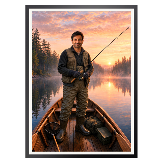 Der Angler – Poster im Rahmen