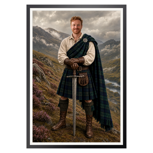Der Highland-Krieger – Poster im Rahmen