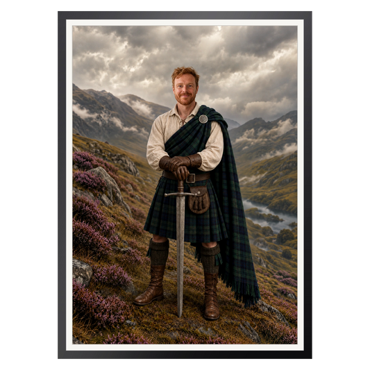 Der Highland-Krieger – Poster im Rahmen