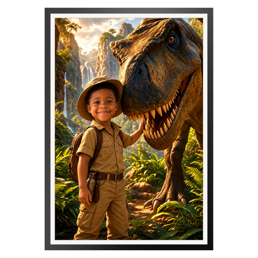 Der kleine Dino-Entdecker – Poster im Rahmen