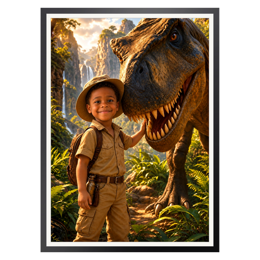 Der kleine Dino-Entdecker – Poster im Rahmen