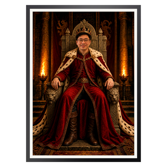 Der König auf dem Thron – Poster im Rahmen