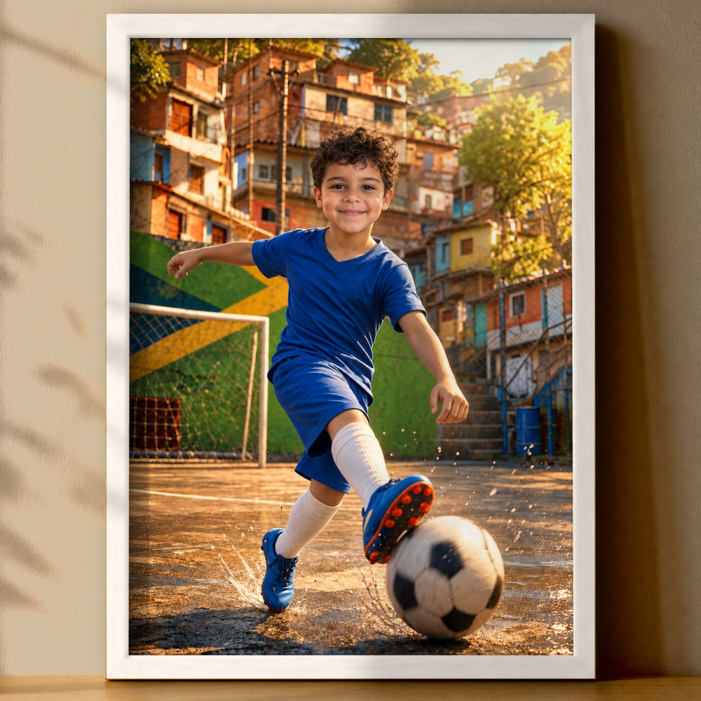 Der Straßen-Fußballstar – Poster an der Wand