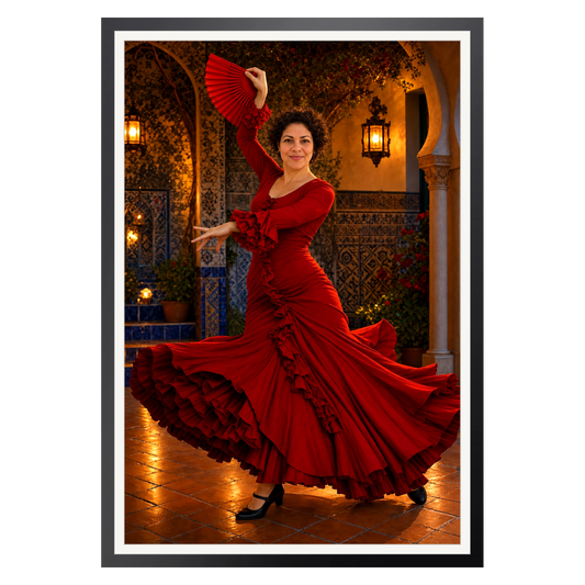 Die Flamenco-Tänzerin – Poster im Rahmen