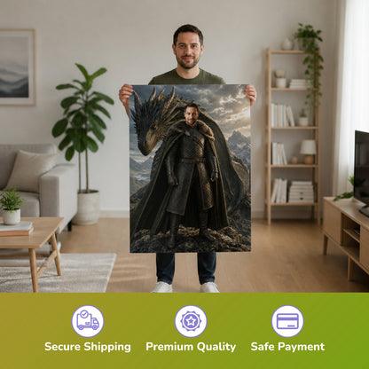  – Mann hält das gedruckte Poster