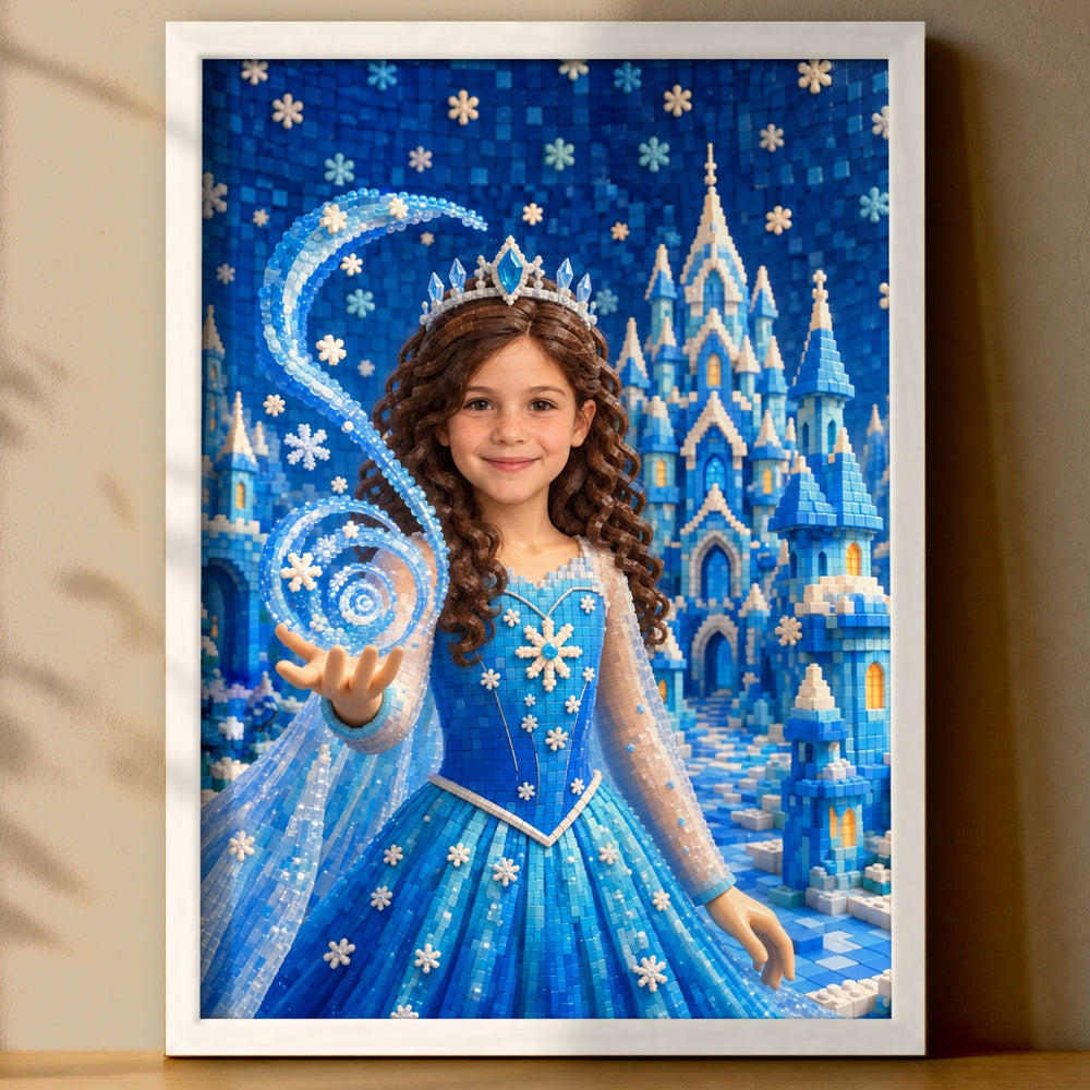 Eisprinzessin am Eisschloss | Special-Edition "Baustein" – Poster an der Wand