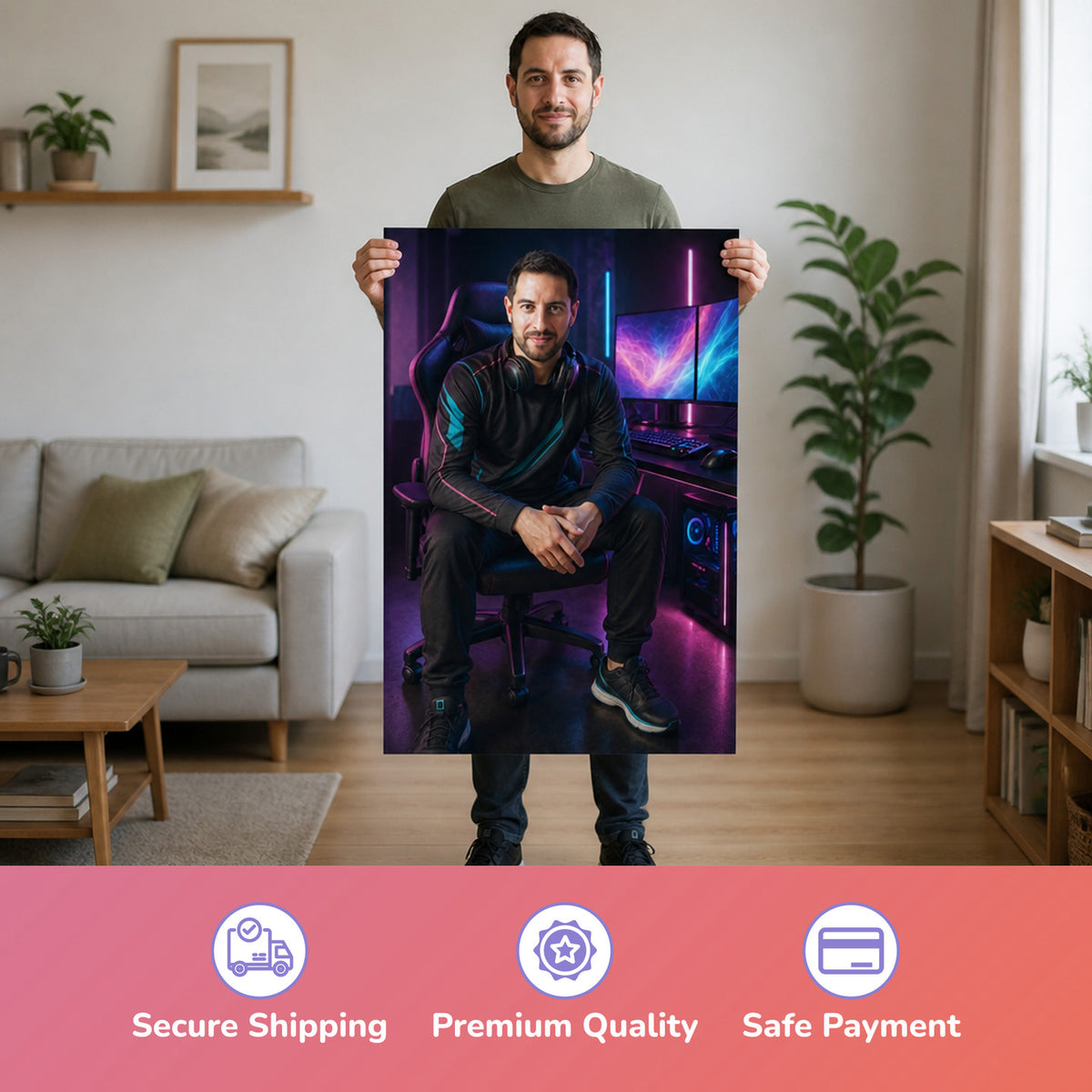 – man holding the printed poster