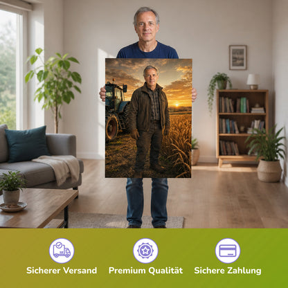  – Mann hält das gedruckte Poster