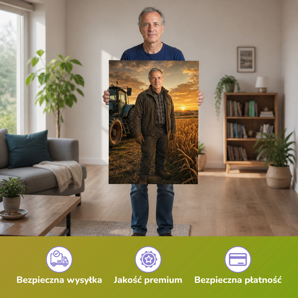  – mężczyzna trzymający wydrukowany plakat