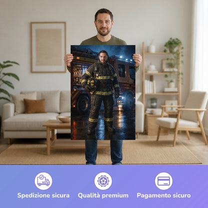  – Mann hält das gedruckte Poster