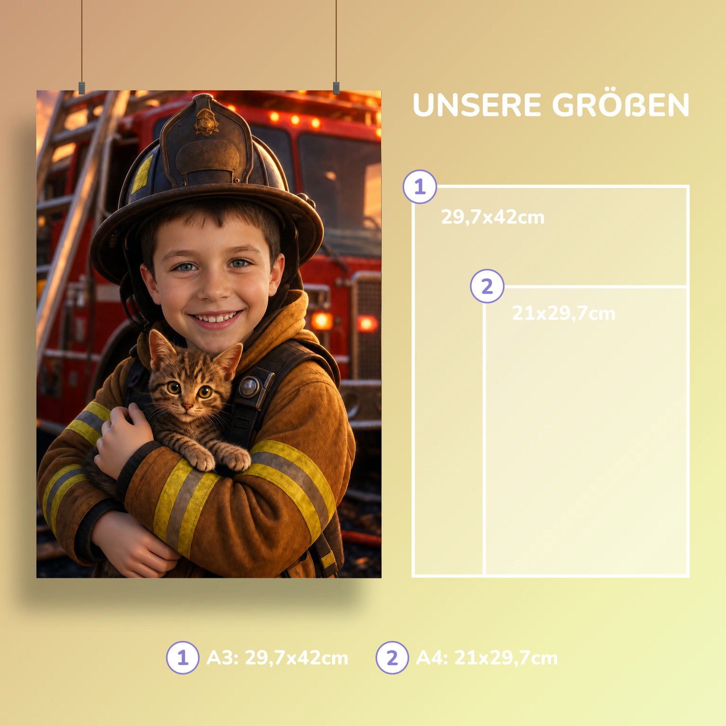 Feuerwehr zur Rettung | Special-Edition "3D-Animation" – Größen A3 und A4
