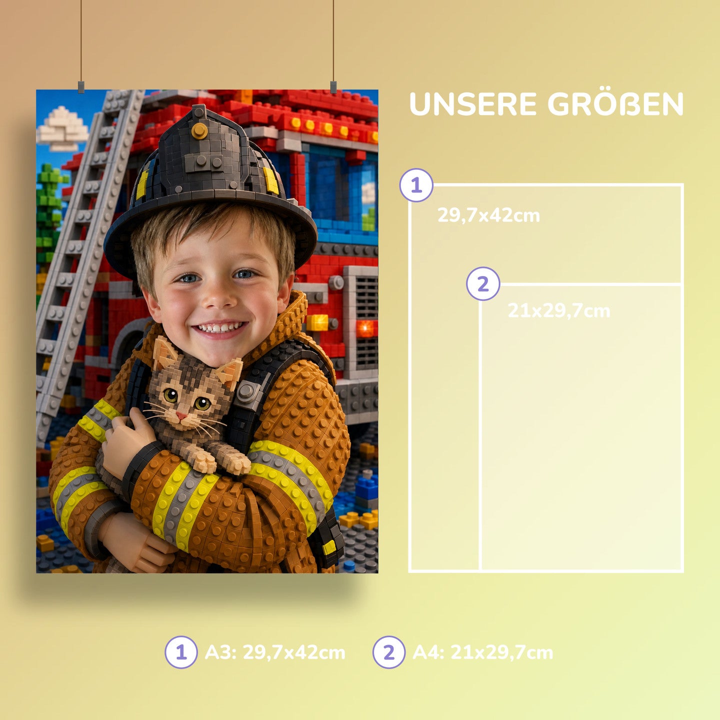 Feuerwehr zur Rettung | Special-Edition "Baustein" – Größen A3 und A4