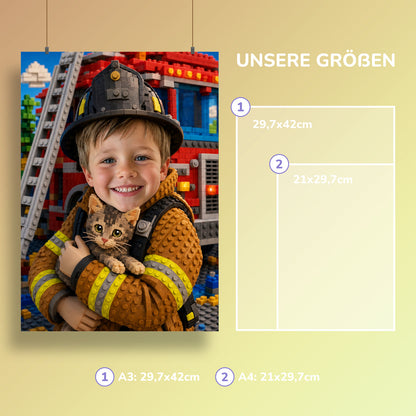 Feuerwehr zur Rettung | Special-Edition "Baustein" – Größen A3 und A4