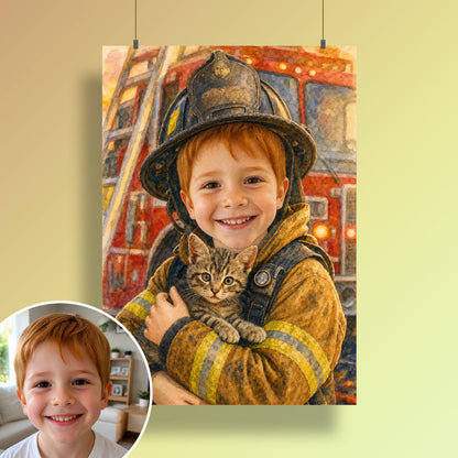 Feuerwehr zur Rettung | Special-Edition "Aquarell" – Poster an der Wand