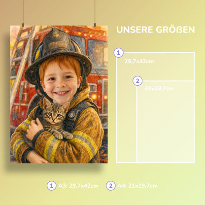 Feuerwehr zur Rettung | Special-Edition "Aquarell" – Größen A3 und A4