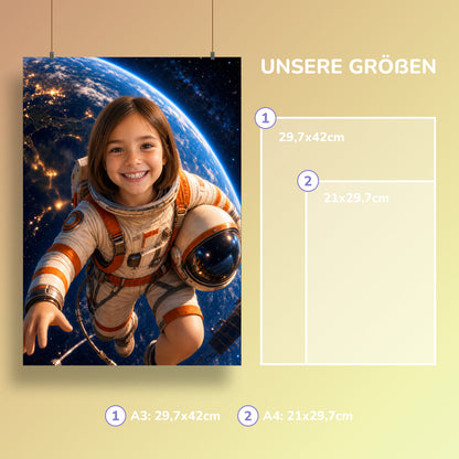 Schwebender Astronaut | Special-Edition "3D-Animation" – Größen A3 und A4